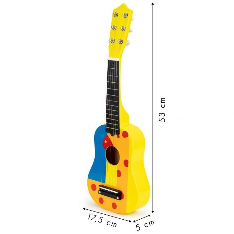 Akustinė vaikiška gitara - 6 stygos, spalvota – ekologiškas medinis žaislas iš ekozaislai.lt