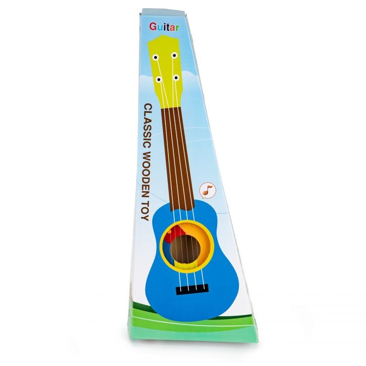 Akustinė vaikiška gitara - 6 stygos, spalvota – ekologiškas medinis žaislas iš ekozaislai.lt