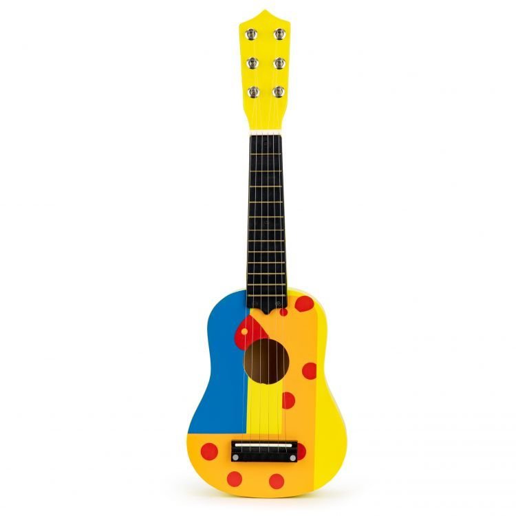 Akustinė vaikiška gitara - 6 stygos, spalvota – ekologiškas medinis žaislas iš ekozaislai.lt