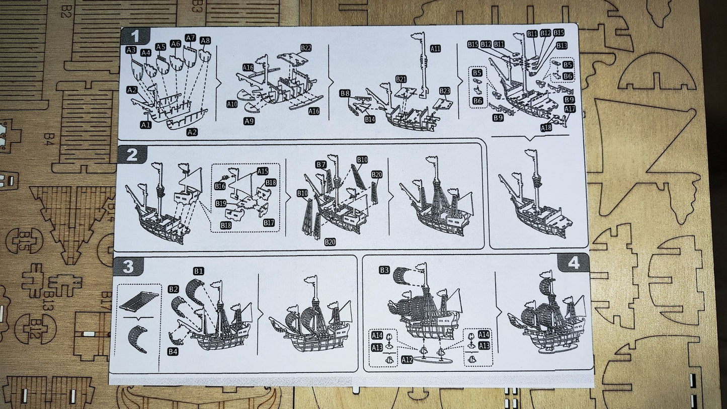 3D laivo dėlionė iš medžio – ekologiškas medinis žaislas iš ekozaislai.lt