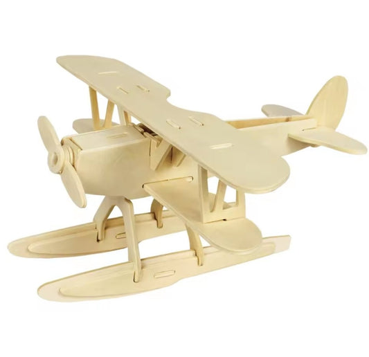 3D lėktuvo dėlionė iš medžio – ekologiškas medinis žaislas iš ekozaislai.lt