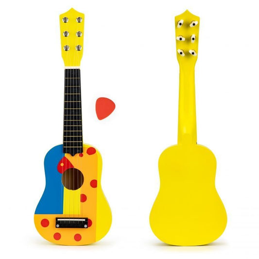 Akustinė vaikiška gitara - 6 stygos, spalvota – ekologiškas medinis žaislas iš ekozaislai.lt