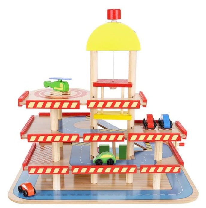 Medinis garažas su liftu KRUZZEL | Medinis lavinamasis žaislas – ekologiškas medinis žaislas iš ekozaislai.lt